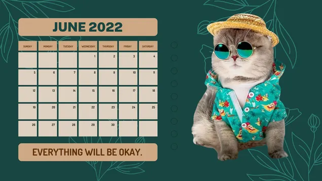 Digital Calendar with Fashionable Cat