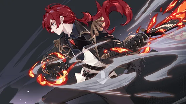 Diluc Ragnvindr : Genshin Impact | (Video lojë anime) 4K sfond