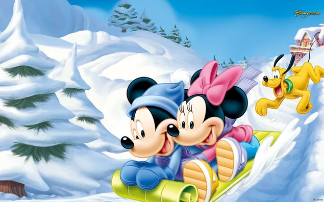 Disney, Micky Maus, Minnie Maus, Pluto, Schnee 2K Hintergrundbild