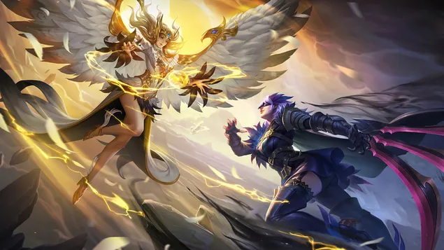 神のフクロウ'アリス'対。ミッドナイトレイヴン'ナタリア'-モバイルレジェンド（ML） 4K 壁紙