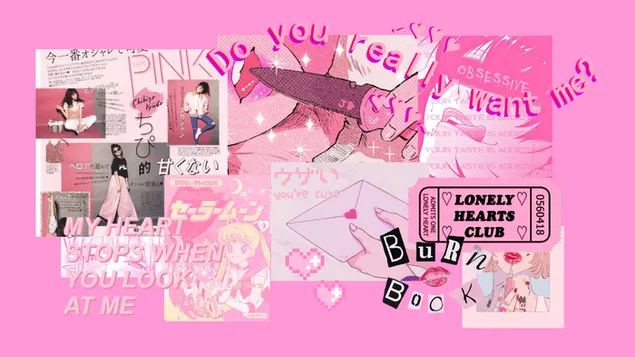 willst du mich wirklich – lonely hearts club – pink y2k anime HD Hintergrundbild