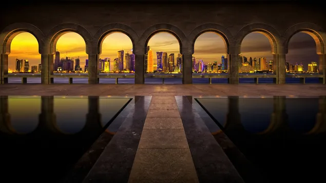 Museum Seni Islam cakrawala Doha 4K wallpaper