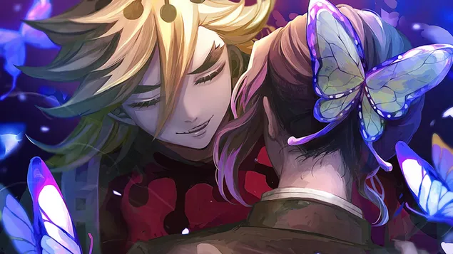 Páipéar balla Doma vs Shinobu Kochou ó Demon Slayer4K