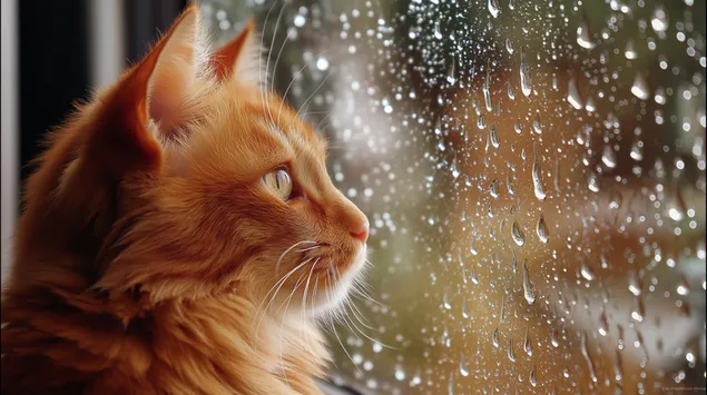 domatsha machka posmatra kapi kishe na prozorskom oknu preuzmi