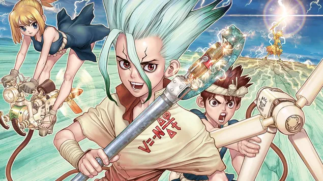 dr. stone - yuzuriha ogawa, taiju oki & senku ishigami lataa
