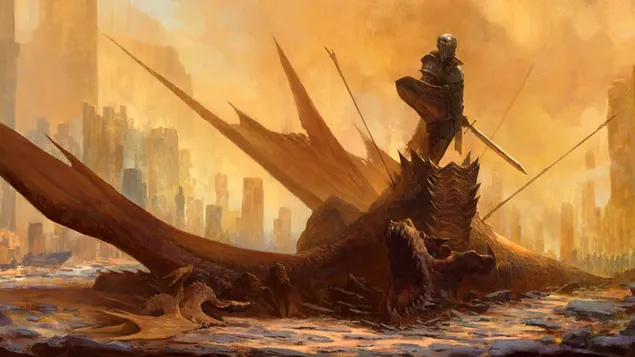 Dragon Knight Warrior 4K ozadje