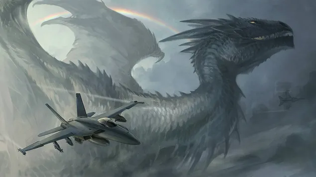 Dragón Vs New Tech Jets 2K fondo de pantalla