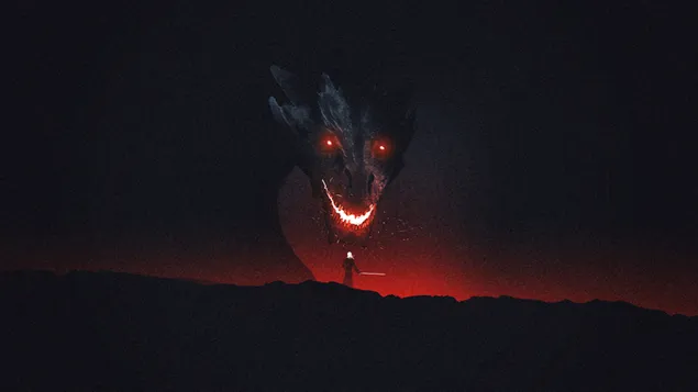 Dragón de ojos rojos al anochecer en juego de tronos descargar