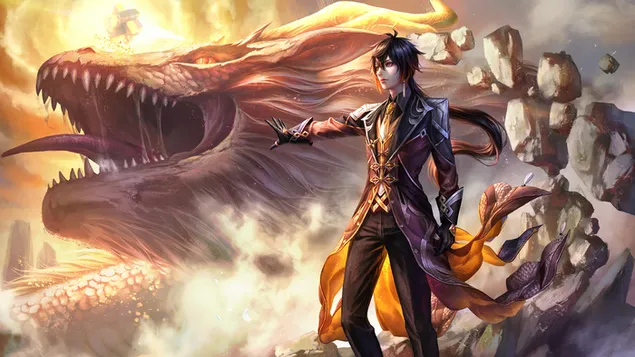 Naga 'Zhongli' - Dampak Genshin (Video Game Online) 4K wallpaper