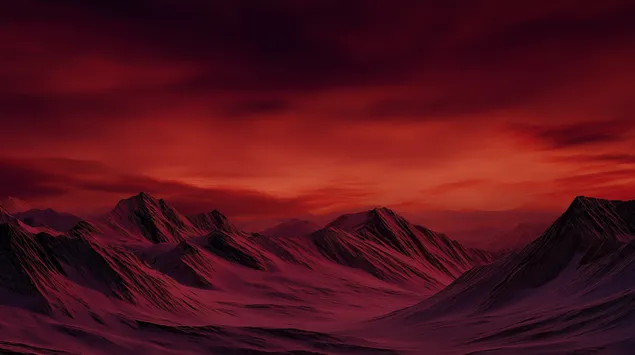 dramatico cielo carmesi sobre un paisaje de cordillera descargar