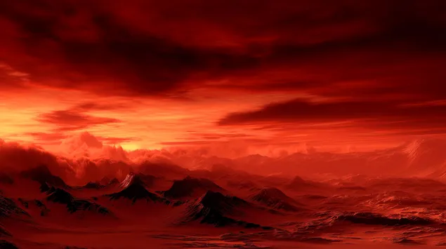 Qi Qu , Bai Xue Ai Ai De Shan Mo Shang Kong ,Yi Pian Shen Hong Se De Tian Kong Xia Zai