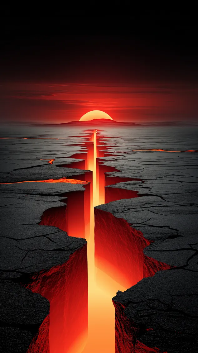 dramatiskas lavos plysys saulelydzio metu apleistame krastovaizdyje atsisiusti