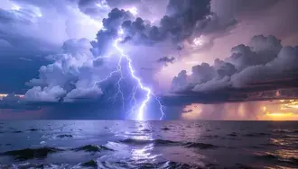 dramatic ocean lightning storm: nature's powerful electric display download