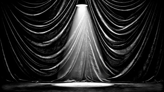 זרקור דרמטי מאיר וילון במה מרקמי בקרני אור מסנוורות 4K טפט