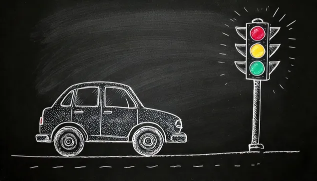 Zeechnen en Auto op der Tafel 2K Tapeten