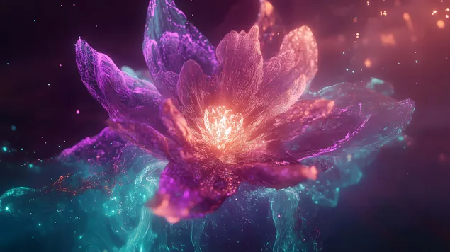 توهج يشبه الحلم لزهرة بلورية كسورية 8K خلفية