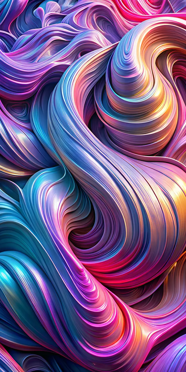 Мечтано завихряне на неоново розово, електриково синьо и наситено лилаво със светеща текстура 2K тапет