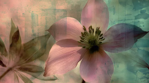 Composizione floreale astratta da sogno con sovrapposizioni strutturate 2K sfondo