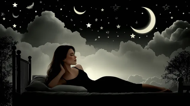 naise unistav siluett kuuvalgel ootaeva all allalaadimine