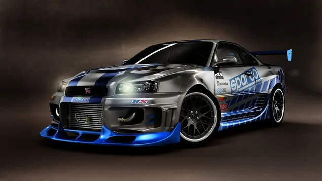 Đường chân trời nissan màu xanh và bạc gtr r34 tải xuống