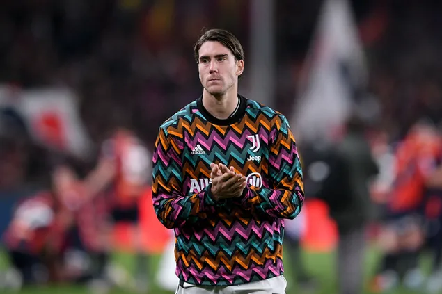 Dusan Vlahovic，在尤文图斯踢球的前锋，尤文图斯是意大利甲级足球队之一 2K 壁纸