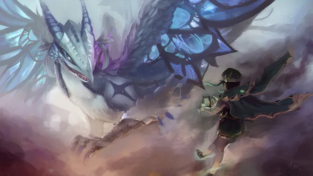 Двалин Вс. Венти - Генсхин Импацт (аниме видео игра) 4K позадина