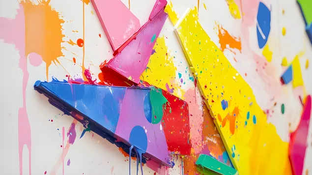 אמנות מופשטת דינמית עם צורות צבעוניות 4K טפט