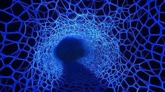 Tapeta Dynamické modré neonové nitě v geometrickém tvaru 8K