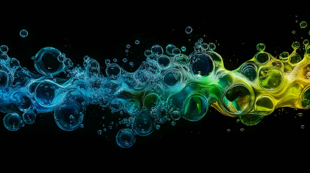 Dynamische Blasenmuster in strahlenden Wasserfarben 8K Hintergrundbild