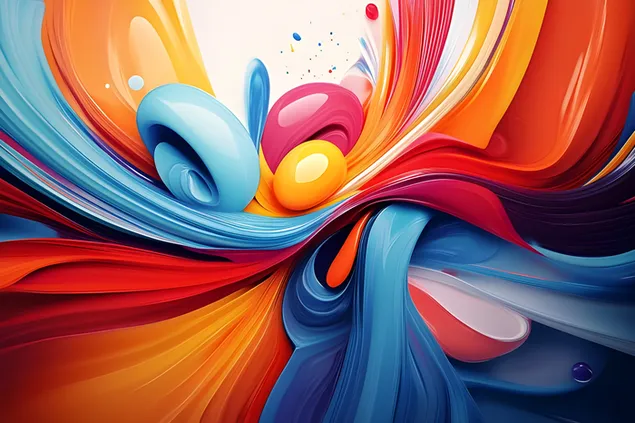 זרימה דינמית של צבעים מופשטים תוססים 2K טפט