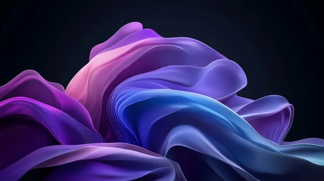 シアン、マゼンタ、ラベンダーの輝きを放つダイナミックなグラデーションウェーブ 8K 壁紙