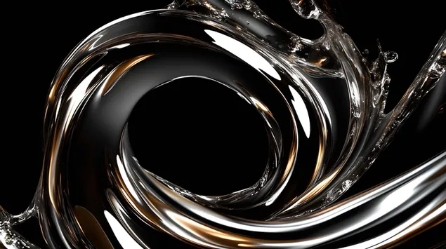 Ταπετσαρία Δυναμικά μεταλλικά σχήματα σε μαύρο φόντο 4K