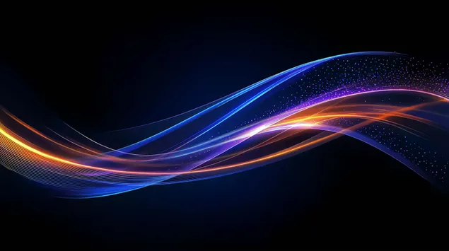 Dynamiczny ruch fal świetlnych w odcieniach niebieskiego, fioletu i pomarańczu 8K tapeta