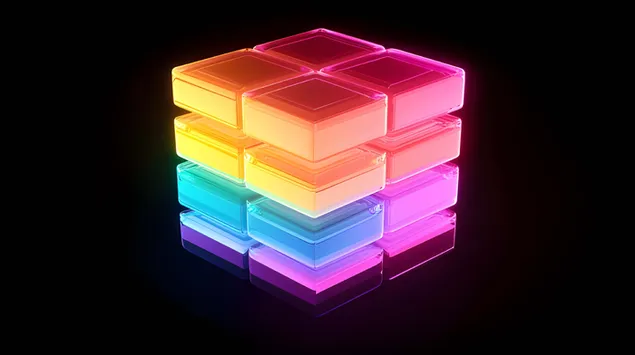 שכבות קוביות ניאון דינמיות מתפרקות 4K טפט