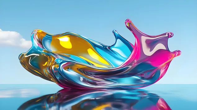 Динамични неонови слоеве на разбит 3D куб 8K тапет