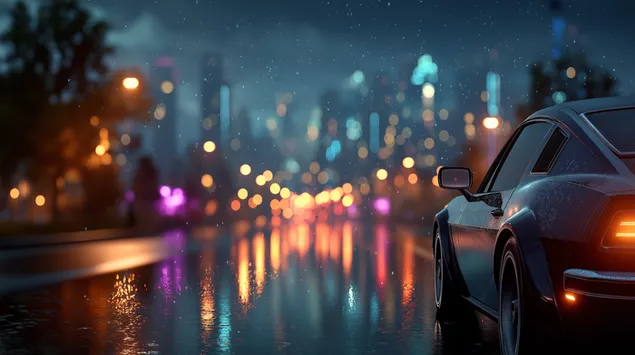 dynamische nachtrit met reflecterende stadslichten download