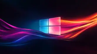 dynamic silk waves with neon glow and modern window design