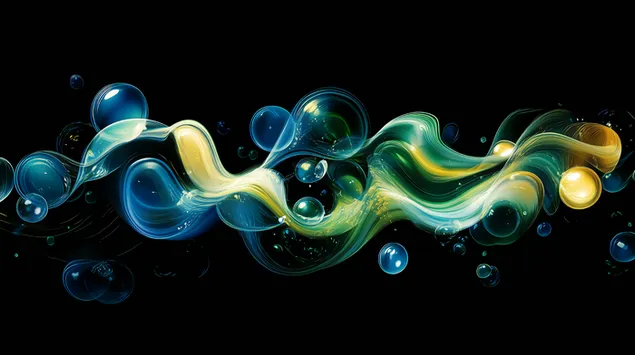 Dynamische Blasenwirbel in aquatischen Farbverläufen 8K Hintergrundbild