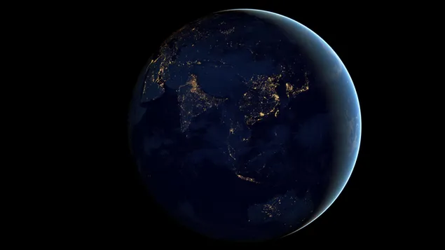 Erde bei Nacht vom Weltraum aus gesehen 4K Hintergrundbild