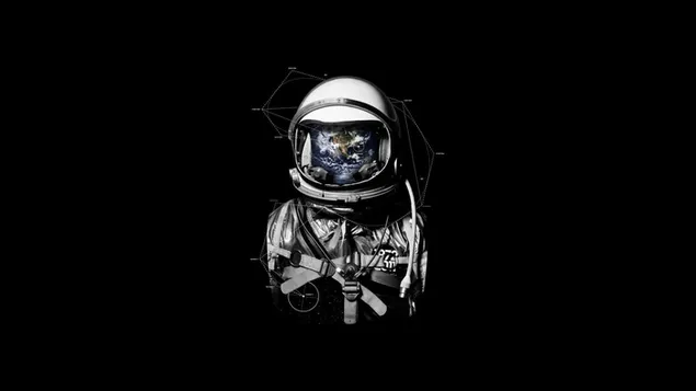 Earth inside astronaut helmet 4K wallpaper