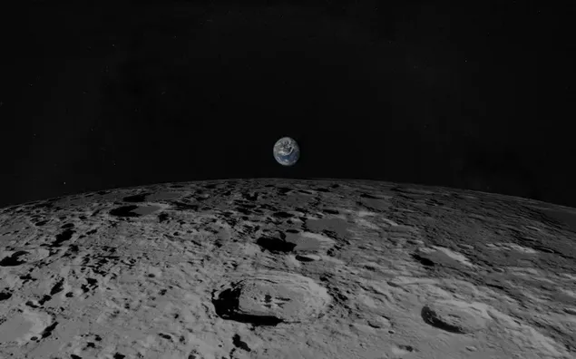 Vista de la tierra desde la superficie de la luna