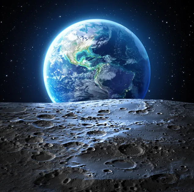 Uitzicht op de aarde vanaf de maan