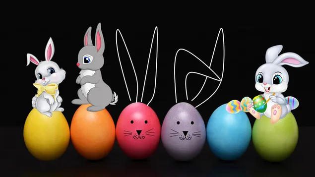 Easter Bunny Siting in the Easter egg 4K wallpaper download