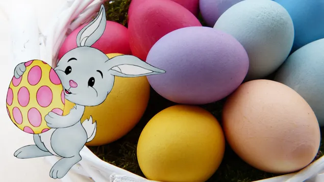 Hình nền Chú thỏ Phục sinh ăn cắp quả trứng 4K