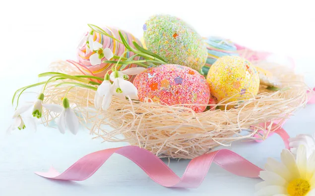Cistella de colors de Pasqua 2K fons de pantalla