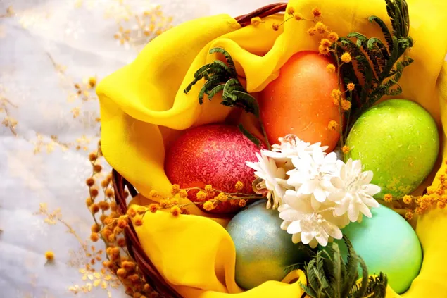 canasta de huevos de pascua decorada descargar