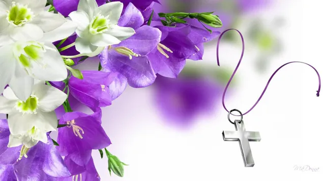イースターの花と十字架