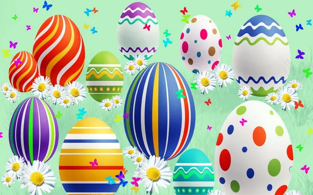 Easter is accompanied by colorful patterns of white daisies