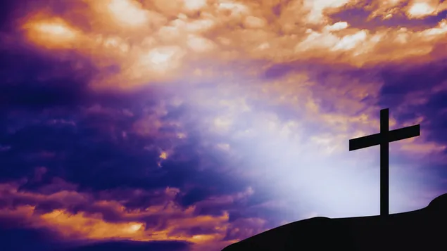 easter - silhouette of wooden cross on the mountain download