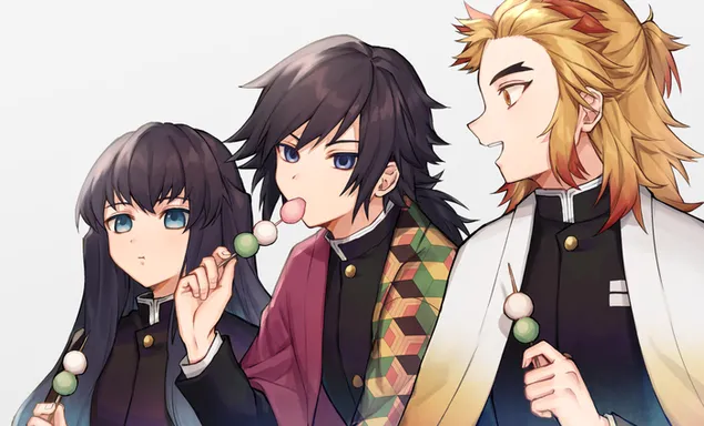 Eating Hashira's Giyu, Kyojuro and Muichiro